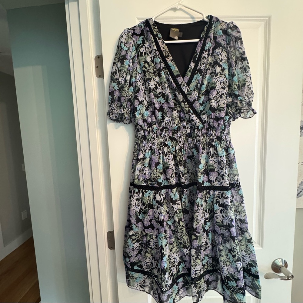 Taylor Blue and White Tiered Wrap Sundress